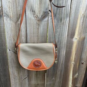 Vintage Dooney & Bourke Tan Leather Saddle Crossbody Bag Women's